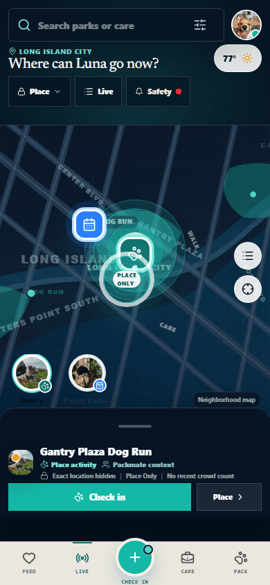 Live Pawborhood app screen captured from the running product.